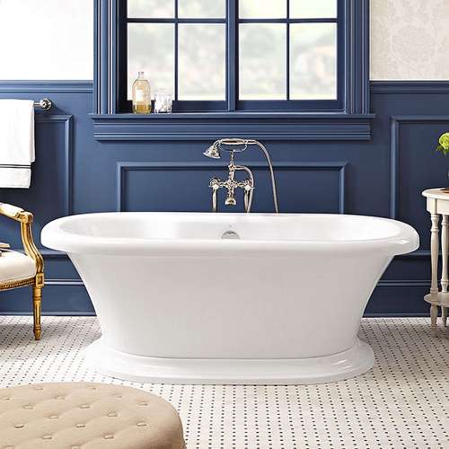 Freestanding Soaking Tub with Deck, in Canvas White