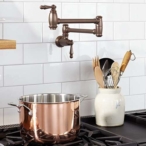 Traditional Pot Filler, in Carbon Bronze