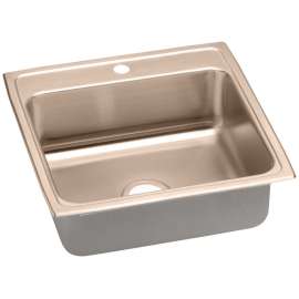 LRAD222240-CU Antimicrobial Copper Single Bowl Top Mount Sink