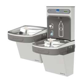 Bottle Filling Station with Versatile Bi-Level Green ADA Cooler in Stainless Steel