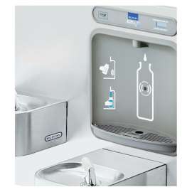Bottle Filling Station with Integral Soft Sides Fountain in Stainless Steel