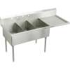 Commercial Scullery Sink with 3 Faucet Holes in Buffed Satin