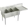 Weldbilt WNSF8345ROF3 Commercial Scullery Sink with 3 Faucet Holes in Buffed Satin