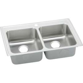 LRAD372255 Gourmet Lustertone Stainless Steel Double Bowl Top Mount Sink