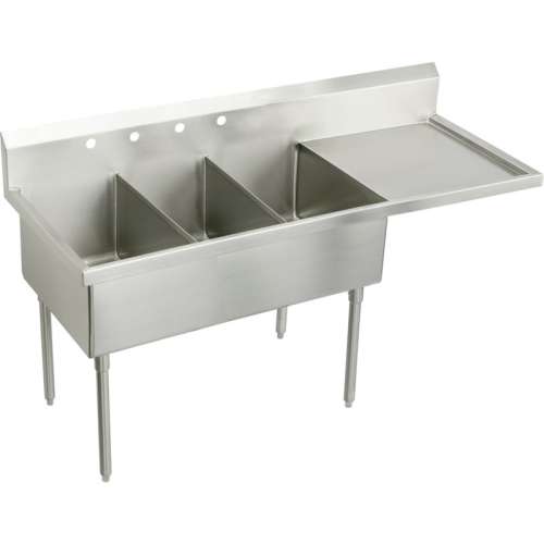 Sturdibilt SS8345R2 Commercial Scullery Sink with 2 Faucet Holes in Buffed Satin