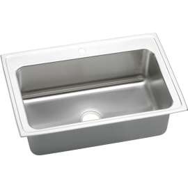 DLRS332210 Gourmet Lustertone Stainless Steel Single Bowl Top Mount Sink