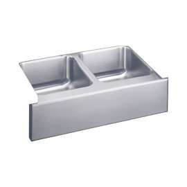 Gourmet Lustertone Stainless Steel 33-In Apron Front Kitchen Sink Kit With Kitchen Sink, Bottom Grids, Faucet, Strainer, Disposer Strainer, Drain Installation Kit