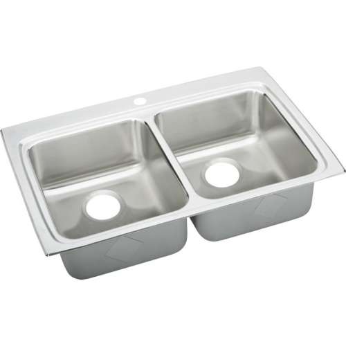 LRADQ332250 Gourmet Lustertone Stainless Steel Double Bowl Top Mount Quick-Clip Sink