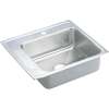 Lustertone DRKAD222045L2 Stainless Steel Single Bowl Top Mount Sink with 2 Faucet Holes in Lustrous Highlighted Satin