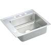 Lustertone DRKAD222045L4 Stainless Steel Single Bowl Top Mount Sink with 4 Faucet Holes in Lustrous Highlighted Satin