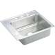 Lustertone DRKAD222045L4 Stainless Steel Single Bowl Top Mount Sink with 4 Faucet Holes in Lustrous Highlighted Satin