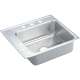 Lustertone DRKAD252240L4 Stainless Steel Single Bowl Top Mount Sink with 4 Faucet Holes in Lustrous Highlighted Satin