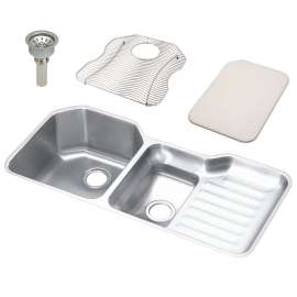Harmony Lustertone ELUH4221LDBG Stainless Steel Double Bowl Undermount Sink Kit in Lustrous Highlighted Satin