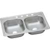 Elite DSE233193 Stainless Steel Double Bowl Top Mount Sink with 3 Faucet Holes in Elite Satin