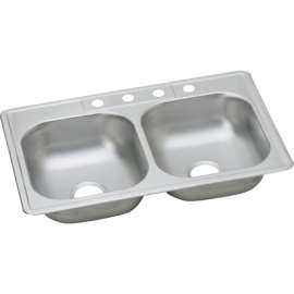 D23321 Classic Stainless Steel Double Bowl Top Mount Sink
