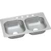 Classic D23322MR2 Stainless Steel Double Bowl Top Mount Sink with MR2 Faucet Holes in Satin