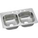 Elite DSE23321MR2 Stainless Steel Double Bowl Top Mount Sink with MR2 Faucet Holes in Elite Satin