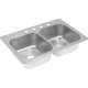 DXR33222 Stainless Steel Double Bowl Top Mount Sink with 2 Faucet Holes in Satin