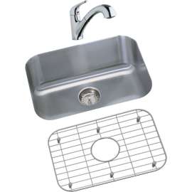 Stainless Steel Single Bowl Undermount Sink and Faucet Kit in Radiant Satin