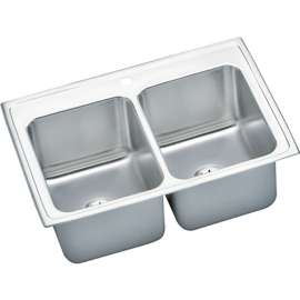 Gourmet Lustertone Stainless Steel Double-Bowl Top-Mount Sink Kit