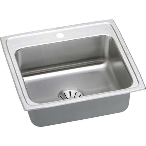 LR2219PD Gourmet Lustertone Stainless Steel Single Bowl Top Mount Sink Kit