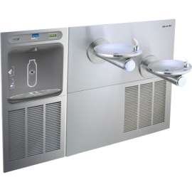 Bottle Filling Station with SwirlFlo Green Bi-Level Refrigerated Fountain in Stainless Steel