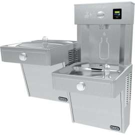 Filtered Vandal-Resistant Bottle Filling Station with Bi-Level Vandal-Resistant Cooler in Stainless Steel