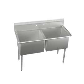 Dependabilt Stainless Steel 58-1/2" X 29-13/16" X 43-3/4" 16 Gauge Two Compartment Sink W/18" Right Drainboard +Ss Legs, 14-2C18X24-R-18X