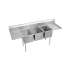 Dependabilt Ss 94" X 29-13/16" X 44-3/4" 16 Gauge Three Compartment 14" Deep Sink W/18" L&R Drainboards + Ss Legs, 14-3C18X24-2-18X