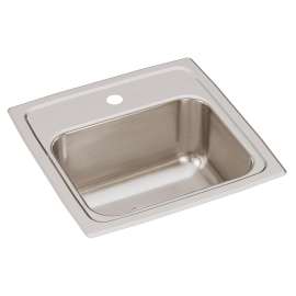 Lustertone Classic Stainless Steel 15" X 15" X 7-1/8" 1-Hole Single Bowl Drop-In Bar Sink With 3-1/2" Drain, BLR15161