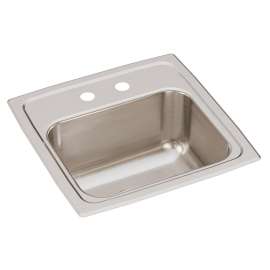 Lustertone Classic Stainless Steel 15" X 15" X 7-1/8" 2-Hole Single Bowl Drop-In Bar Sink With 3-1/2" Drain, BLR15162