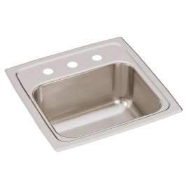 Lustertone Classic Stainless Steel 15" X 15" X 7-1/8" 3-Hole Single Bowl Drop-In Bar Sink With 2" Drain, BLR153