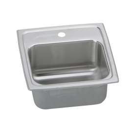 Lustertone Classic Stainless Steel 15" X 15" X 7-1/8" 1-Hole Single Bowl Drop-In Bar Sink With Quick-Clip, BLRQ151