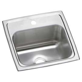 Celebrity Stainless Steel 15" X 15" X 6-1/8" 1-Hole Single Bowl Drop-In Bar Sink W/Center Drain, BPSR151