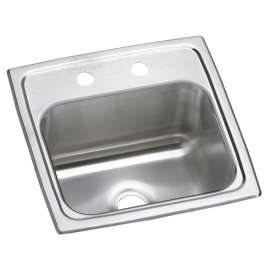 Celebrity Stainless Steel 15" X 15" X 6-1/8" 2-Hole Single Bowl Drop-In Bar Sink W/Center Drain, BPSR152