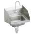 Stainless Steel 16-3/4" X 15-1/2" X 13" Single Bowl Wall Hung Handwash Sink + Side Splashes W/Faucet + Drain + P-Trap, CHS1716LRSSACC