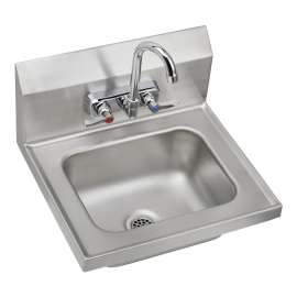 Stainless Steel 16-3/4" X 15-1/2" X 13" Single Bowl Wall Hung Handwash Sink Kit W/Faucet, CHSB1716C