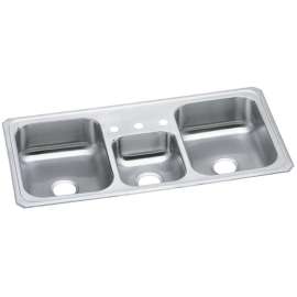 Celebrity Stainless Steel 43" X 22" X 7" 3-Hole Triple Bowl Drop-In Sink, CMR43223