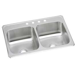Celebrity Stainless Steel 33" X 21-1/4" X 6-7/8" 2-Hole Equal Double Bowl Drop-In Sink, CR33212