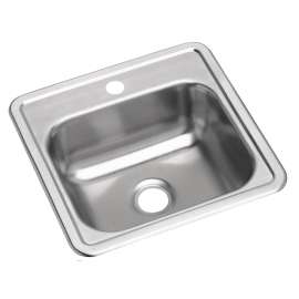 Dayton Stainless Steel 15" X 15" X 5-3/16" 1-Hole Single Bowl Drop-In Bar Sink With 2" Drain Opening, D115151
