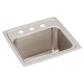 Lustertone Classic Stainless Steel 17" X 16" X 10-1/8" 3-Hole Single Bowl Drop-In Sink, DLR1716103