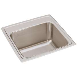 Lustertone Classic Stainless Steel 19-1/2" X 19" X 10-1/8", 0-Hole Single Bowl Drop-In Laundry Sink, DLR1919100