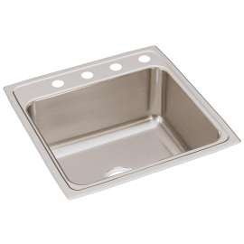 Lustertone Classic Stainless Steel 22" X 22" X 10-1/8" 4-Hole Single Bowl Drop-In Sink, DLR2222104