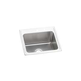 Lustertone Classic Stainless Steel 25" X 21-1/4" X 10-1/8" Mr2-Hole Single Bowl Drop-In Sink, DLR252110MR2