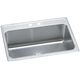 Lustertone Classic Stainless Steel 31" X 22" X 10-1/8" 2-Hole Single Bowl Drop-In Sink With Perfect Drain(R), DLR312210PD2