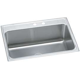 Lustertone Classic Stainless Steel 31" X 22" X 11-5/8" Mr2-Hole Single Bowl Drop-In Sink, DLR312212MR2
