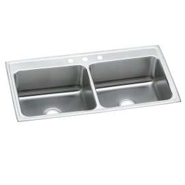 Lustertone Classic Stainless Steel 43" X 22" X 10-1/8" 5-Hole Equal Double Bowl Drop-In Sink, DLR4322105