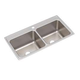 Lustertone Classic Stainless Steel 43" X 22" X 12-1/8" 1-Hole Equal Double Bowl Drop-In Sink, DLR4322121