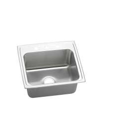 Lustertone Classic Stainless Steel 22" X 19-1/2" X 10-1/8" 1-Hole Single Bowl Drop-In Sink With Quick-Clip, DLRQ2219101