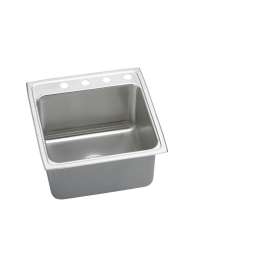 Lustertone Classic Stainless Steel 22" X 22" X 10-1/8" 3-Hole Single Bowl Drop-In Sink With Quick-Clip, DLRQ2222103